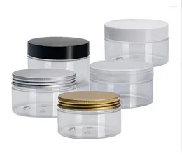 Storage Bottles 200/250grams Clear PET Jar Pot Black White Lid Cream Mask Gel Essence Mlisturizer Emulsion Wax Skin Care Packing