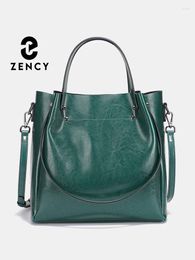 Totes Zency Fashion Genuine Leather Women Handbag Large Capacity Green Shoulder Bag Crossbody Tote Purses Shopper 2024 Trendy