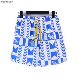 Rhude High end designer shorts for Spring/Summer New High Street Fashion Personalized Print Mens Loose Relaxed Sports Shorts With 1:1 original labels