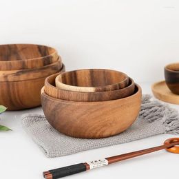 Dinnerware Sets Japanese Style Acacia Wood Set With Wooden Noodle Bowl And Rice
