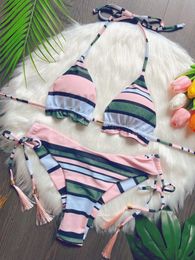 Women's Swimwear RUOTONSEPT Sexy Braiding rope Bandage Bikini Set Womens Swimsuit Two-piece Triangle Swimwear Bathing Suit Brazilian Biquinis Y2405065OT7