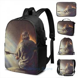Backpack Funny Graphic Print Through The Valley USB Charge Men School Bags Women Bag Travel Laptop