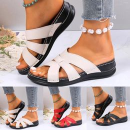 Sandals Ladies Shoes On Sale Summer Women'S Wedge Heeled Thick Soled Slippers With Bow Decoration Fish Mouth For Women 2024