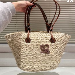 Tessitura di borse da portata designer donna sacca di paglia totebag sacca intrecciata vacanza nuova borsa di grande capacità cesto portatile sacca spiaggia per la spiaggia estate borsetta spalla