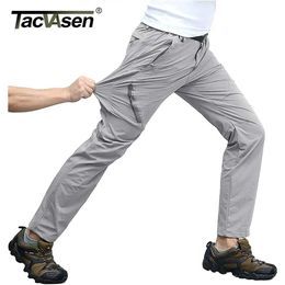 Men's Jeans TACVASEN Quick Drying Outdoor Hiking Pants for Mens Summer Lightweight Tear Stop Cargo Staff Multi Pocket Camping Fishing Pants J240507