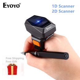 Scanners Eyoyo 2d Wearable Ring Barcode Scanner, Mini Portable 3in1 Usb Wired & 2.4g Wireless Bluetooth Finger Scanner for Ipad Iphone