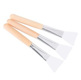 1pcs Wood Handle Mask Brush Silicone Professional Mask Skin Care Tools Mask Facial Care Wooden Brush Makeup Brush White5405339