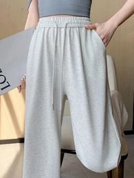 Women's Pants Fashionable Office Ladies YK2 High Waist Slim Straight With Casual Loose Lace-up Simple Wide Leg Design