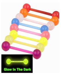 acrylic Ball BRIGHT Tongue Bars PIERCING Jewellery tounge 7 color 50100800pcs Glow in Dark BELLY BARBELL5667247