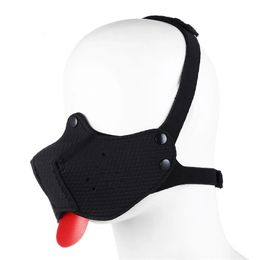 Puppy Play Neoprene Half Face Muzzle BDSM Gay Toys for Men Fetish Dog Slave Sex Restraint Mask with Tongue Erotic Accessories 240506