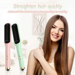 Curling Irons Womens multifunctional hot air comb tourmaline ceramic curler curly and straight dual-purpose professional hairstyle set Q240506