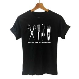 Women's T-Shirt Barber Weapons T Shirt Women Short Sle O-Neck Cotton beat of Hairdresser T-shirt Girls Woman Scissors Clothing Tops d240507