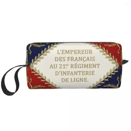 Storage Bags Custom Napoleonic French Regimental Flag Toiletry Bag For Women Cosmetic Makeup Organizer Lady Beauty Dopp Kit Box