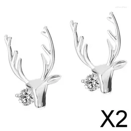 Dangle Earrings 2X Christmas Reindeer Elk Stud For Women Girls Crystal Jewellery