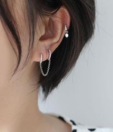 Stud 1Piece Unusual Double Piercing Chain Women Earrings Stainless Steel Jewellery For 2022 Ear Cuffs Christmas GiftStud1952860