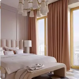Curtain Nordic Minimalist Modern Light Luxury Curtains For Bedroom Dirty Pink High-end And Atmospheric Velvet Blackout