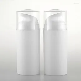 Storage Bottles 20pcs/lot 100ml Plastic Buckle Snap AS Airless Bottle And Pump White With Overcap Clear Empty Perfume Cosmetics