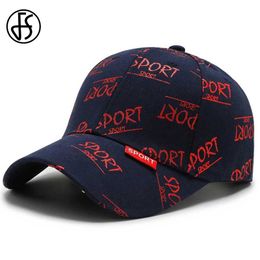 Ball Caps FS Navy Red Letter Baseball Cap For Men Women Sunshade Summer Hat Streetwear Snapback Hip Hop Caps Cotton Trucker Hats Bone 2024 Y240507
