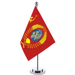 Accessories 14x21cm Office Desk Flag USSR Banner Conference Table Stand Pole History Emblem Cabinet Flag Set Meeting Room Decor