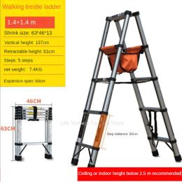 Ladders 1.4+1.4M Stainless Steel Herringbone Ladder Telescopic Ladders Climbing Step Ladder Folding Ladders Engineering Stairs for Home