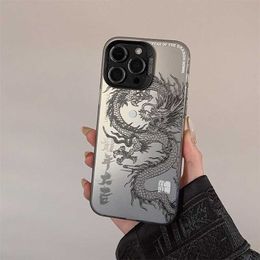 Cell Phone Cases Red relif 3D dragon happy new year phone case back cover for phone 15 pro max 11 12 13 14 promax plus cartoon capa
