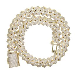 19 mm breite schwere Kette aus dem Bling Diamant Curb Cuban Link Chain Hip Hop -Kette Halskette 239a