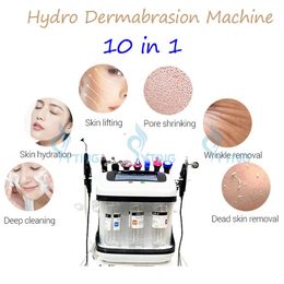 10 in 1 Hydra Machine Microdermabrasion Skin Cleaning Hydro Dermabrasion RF Skin Firming Black Head Removal Facial Lifting