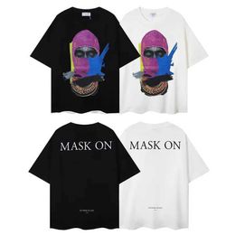 Men's T-Shirts New Colorful Masked Man PrintIH NOM UH NIT T Shirts Men Woman The Back Letter O-Neck Loose Lovers Top Tees J240506