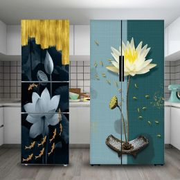 Stickers 28 Styles Refrigerator Sticker Full Film Kitchenware Peel & Stick Waterproof Double Door Freezer Cupboard Decoration Wallpaper