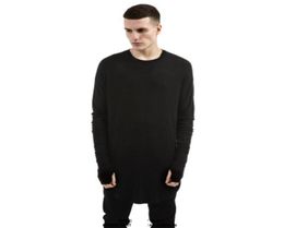 Mens Hip Hop T Shirt Full Long Sleeve T Shirt With Thumb Hole Cuffs Tees Shirts Curve Hem Men Street Wear Tops S2XL9043286