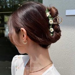 その他2022新しい女性メタルヘアCLエレガントゴールドフラワーズヘアクリップバレットカニヘッドバンドヘアピンヘッドウェアヘアクリップアクセサリ