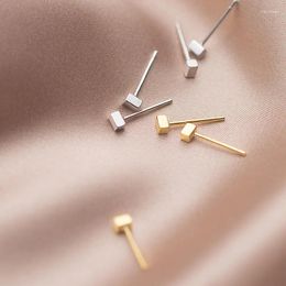 Stud Earrings Geometric Square Tiny Earring For Women Authentic 925 Sterling SilverAnti-Allergy Ear Pin Fine Jewelry Kids Gift