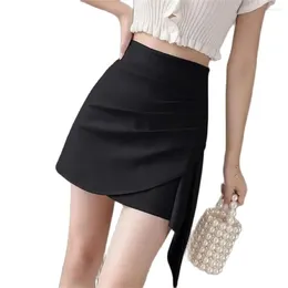 Skirts 2024 Black Pleated Mini Sexy Girls Summer Irregular Women High Waist A-line Korean Fashion Clothing