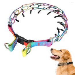 Dog Collars Stainless Steel Colorful Comfort Rubber Tips Adjustable Training Prong Pinch