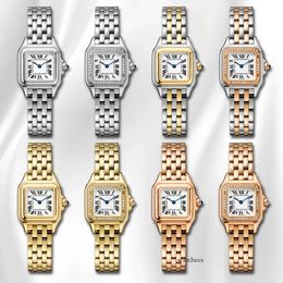 Fashion Designer Panthere Watches Men and Women Quartz Movement Watch Diamond Stainless Steel Sapphire Crystal Square Wristwatch Battery Gifts Coup 6 88