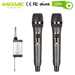 Microphones Portable Microphone Wireless System Professional Dual Channel Mic Handheld For Karaoke Singing Teacher Classroom Record ACEMIC