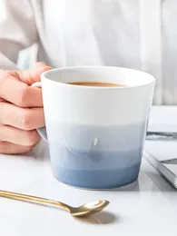 Mugs 9WOR Mist Sea Gradual Colour Changing Ceramic Cup Design Sense Coffee Mark Simplified Large Bore Drinking