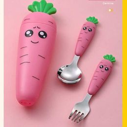 Cups Dishes Utensils 1/3 baby feeding Utensils cartoon fork spoon childrens tableware set childrens tableware kitchen tools cake vegetable fork tea spoonL2405