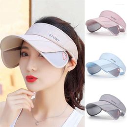 Berets Summer Sun Visor Hat Women Adjustable Golf Cap Retractable Brim Empty Top UV Protection Beach Shading Tennis Sport Travel