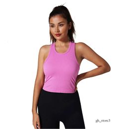 Racerback Yoga Tank Tops Women Fitness Sleeveless Vest Double Layer High Elastic Moisture Absorption and Sweat Removal Running Gym Shirts with Built in Bra 305