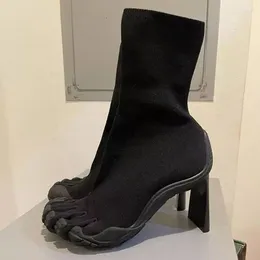 Boots Five Finger Toe Fashion Novel Women Black/pink/white High Heel Ankle Elastic Mesh Cloth Luxury Socks