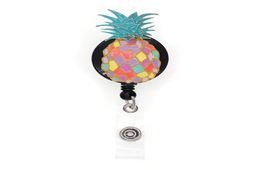 10pcslot Colorful enamel Fruit Style pineapple badge holder Retractable Nurse id badge reel9525320