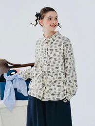 Women's Blouses Imakokoni 2024 Spring Original Cotton Printed Commuting Casual Shirt 244485