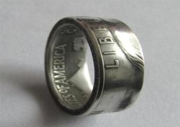 Coin Ring Handcraft Rings Vintage Handmade from Franklin Half Dollar Silver Plated US Size 816292d3687195