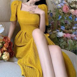 Party Dresses Women's Short Sleeve Slit Slim Dress Elegant Prom Clothing Female Fashion Summer 2024