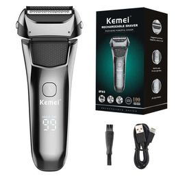 Electric Shavers Kemei 8512 Rechargeable Electric Shaver Hair Beard For Men Facial Stubble Electric Razor Fades Bald Head Shaving Machine Tool Y240503