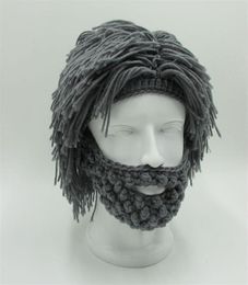 Wig Beard Hats Hobo Mad Scientist Caveman Handmade Knit Warm Winter Cap Men Women Halloween Gifts Funny Party Beanies 5 Colours 221390717