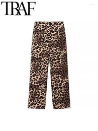 Women's Pants GAL Fashion Leopard Printed Women Side Pockets Ankle Length Casual Straight Pant Female 2024 Spring Trousers Y2K