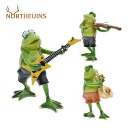 Decorative Objects Figurines NORTHEUINS Resin 1 Pcs Frog Band Figurines Nordic Home Decoration Accessories Creative Modern Statue Souvenirs For Music Lovers T240