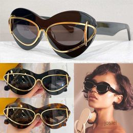 Cateye Double Frame Sunglasses in acetate and metal Womens Designer Fei aviators sunglasses Fashion Retro Lady Metal Holiday Glasses LW40119I With original box